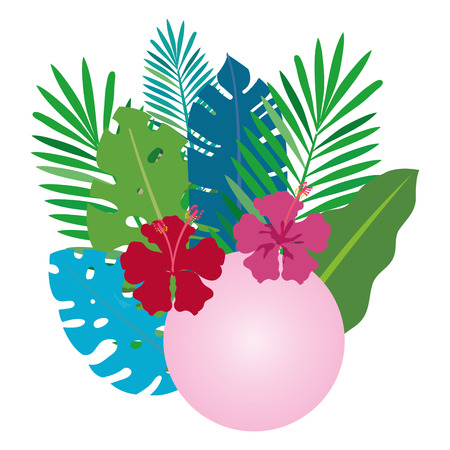 flowers and leafs garden circular frame vector illustration designのイラスト素材