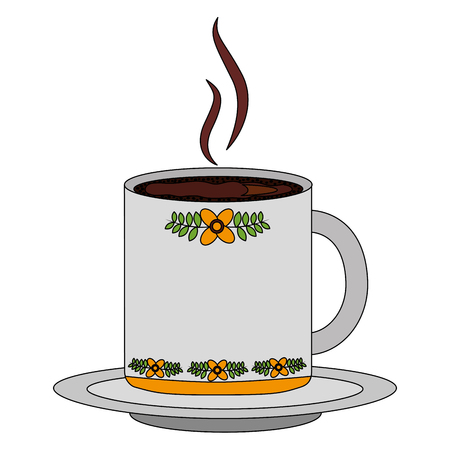 hot beverage decorative coffee cup on dish vector illustrationのイラスト素材