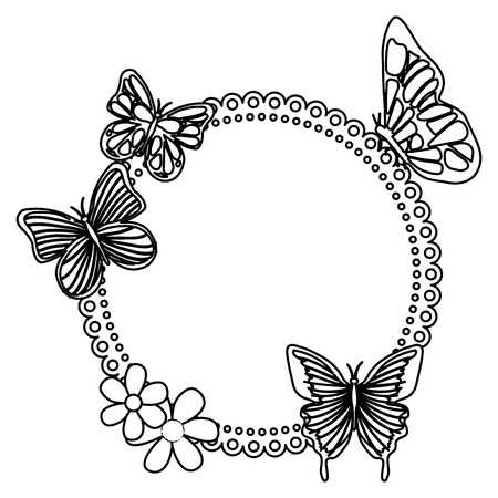 flowers garden with butterflies vector illustration designのイラスト素材