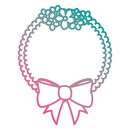 flowers garden decorative circular frame and bow vector illustration designのイラスト素材