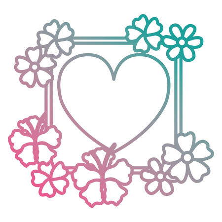 heart love with flowers vector illustration designのイラスト素材