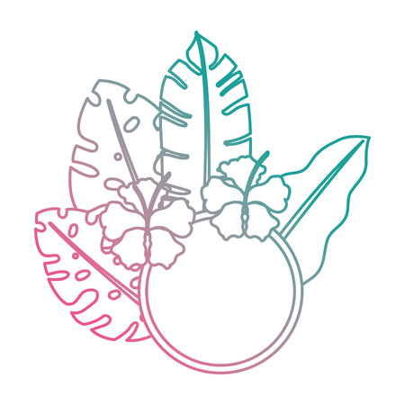 flowers and leafs garden circular frame vector illustration designのイラスト素材