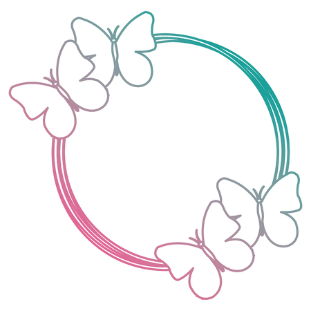decorative frame with butterflies vector illustration designのイラスト素材