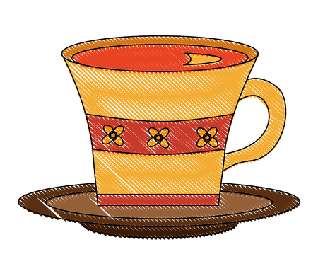 delicious tea cup with dish vector illustration designのイラスト素材