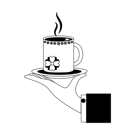hand with delicious coffee cup isolated icon vector illustration designのイラスト素材