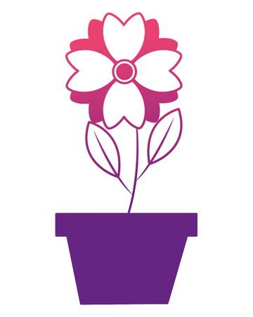 flower in pot decoration ornament image vector illustration neon designのイラスト素材