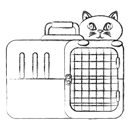 little cat with box transport vector illustration designのイラスト素材