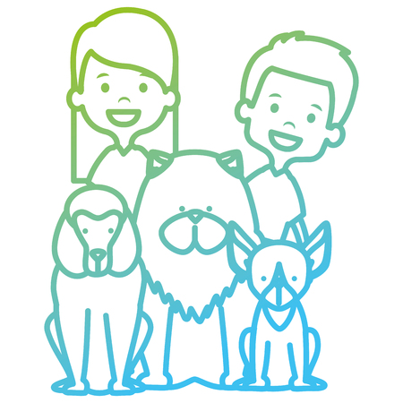 little kids with cute dogs vector illustration designのイラスト素材