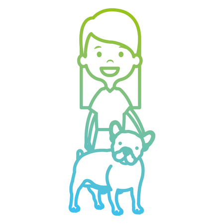 little girl with cute dog vector illustration designのイラスト素材