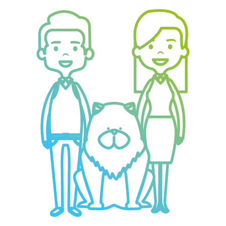 parents couple with cute dog vector illustration designのイラスト素材