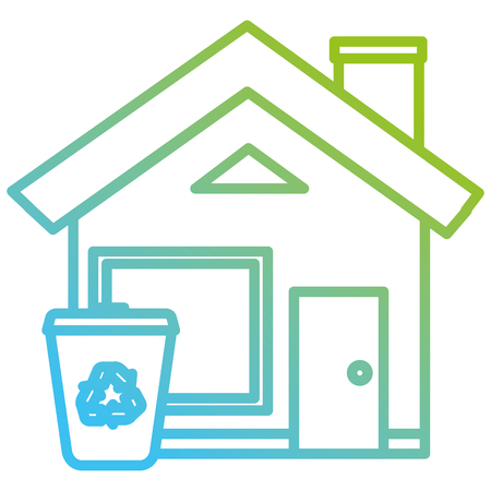 exterior house with recycle bin vector illustration designのイラスト素材