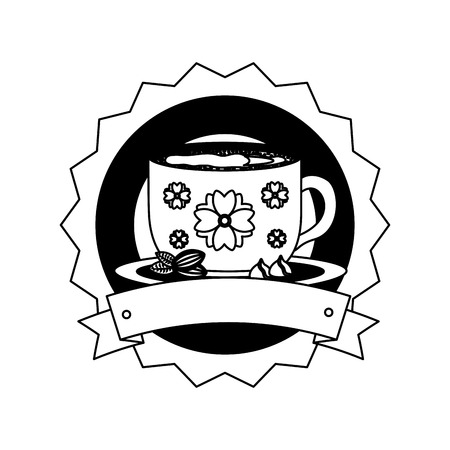 lace delicious coffee cup with ribbon isolated icon vector illustration designのイラスト素材