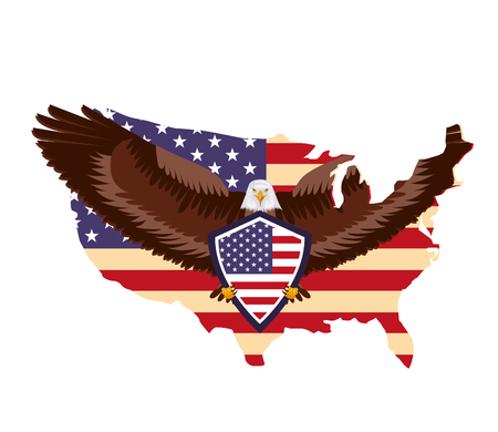 american eagle flag and usa map national symbol vector illustrationのイラスト素材