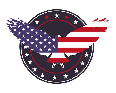 american eagle usa flag emblem label decoration vector illustrationのイラスト素材