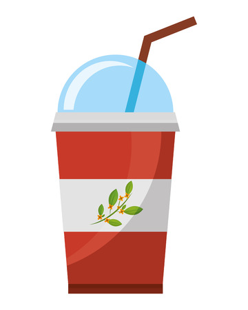 disposable paper cup with tea aromatic beverage vector illustrationのイラスト素材