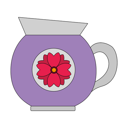 coffee maker ceramic flower decoration vector illustrationのイラスト素材