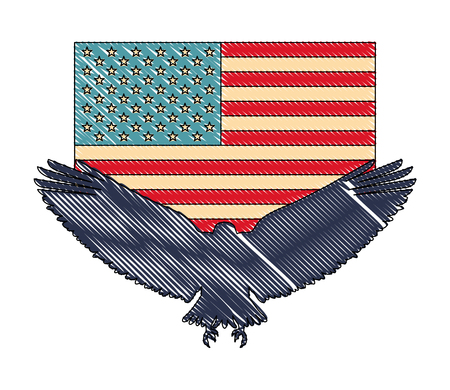 silhouette american eagle flag national symbol vector illustration drawingのイラスト素材