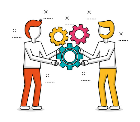 businesspeople holding gears teamwork cooperation vector illustrationのイラスト素材