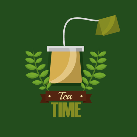 teabag herbal flavor aroma tea time vector illustrationのイラスト素材