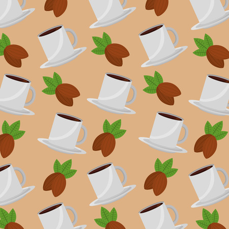 coffee time cup beverage fresh seeds background design vector illustrationのイラスト素材