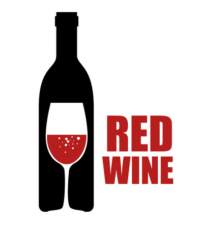 red wine bottle and cup label vector illustration designのイラスト素材
