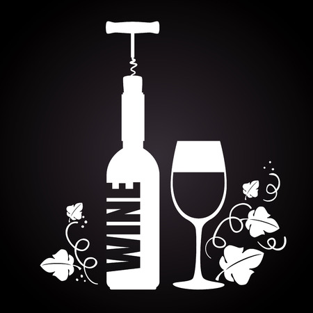 red wine bottle and cup label vector illustration designのイラスト素材