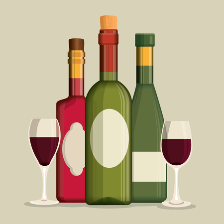 red wine bottles label vector illustration designのイラスト素材