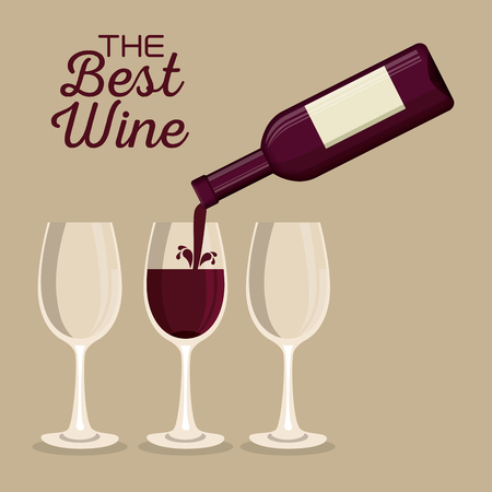 red wine bottle and cup label vector illustration designのイラスト素材