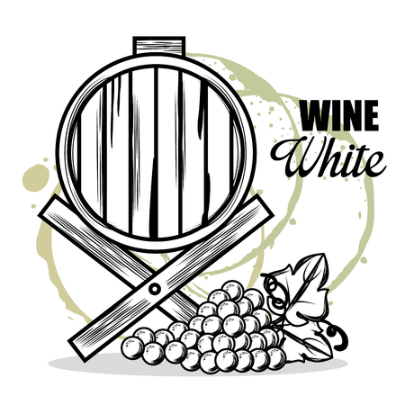 red wine barrel and grapes vector illustration designのイラスト素材