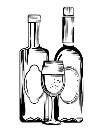 set red wine bottles vector illustration designのイラスト素材
