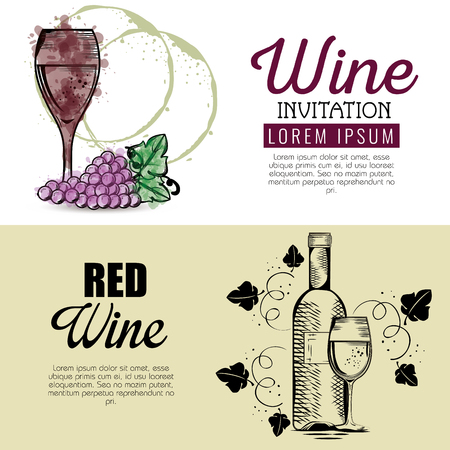 red wine set icons vector illustration designのイラスト素材