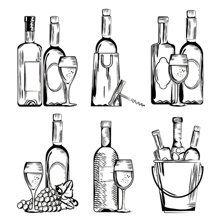 red wine set icons vector illustration designのイラスト素材