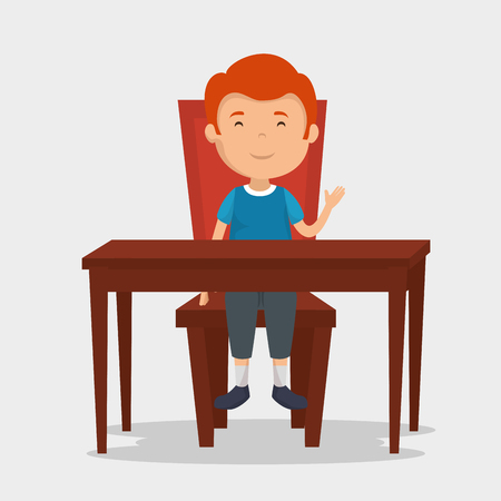 little boy in the dinning room vector illustration designのイラスト素材