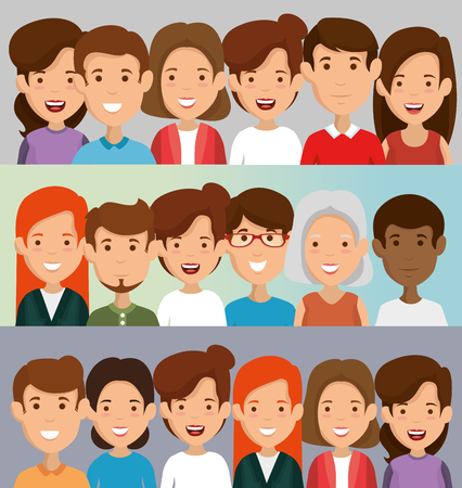 group of friends characters vector illustration designのイラスト素材