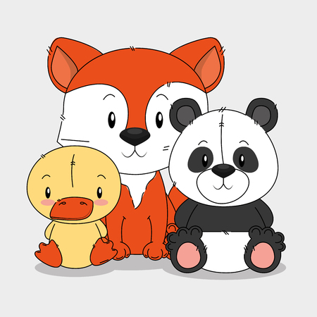 little cute animals group vector illustration designのイラスト素材