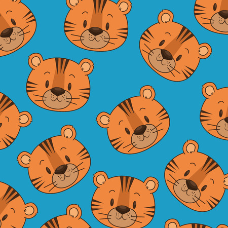 cute and little tiger heads pattern vector illustration designのイラスト素材