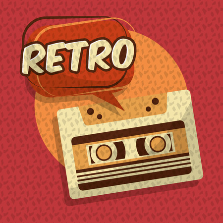 retro vintage music cassette audio speech bubble vector illustrationのイラスト素材