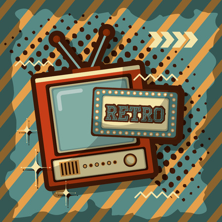television anntena signal retro vintage dots stripes background vector illustrationのイラスト素材