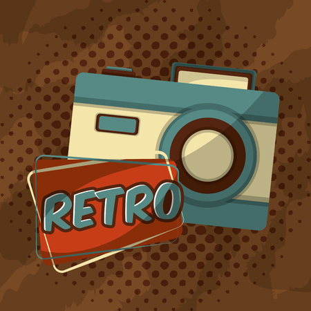 retro vintage photo camera halftone style vector illustrationのイラスト素材