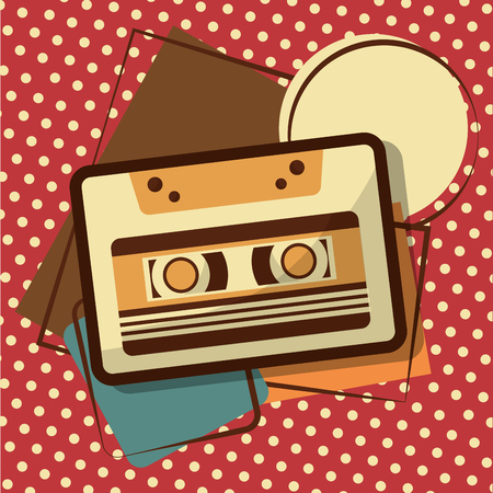retro vintage music cassette recorder tape memphis background vector illustrationのイラスト素材