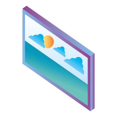 monitor with landscape isometric icon vector illustration designのイラスト素材
