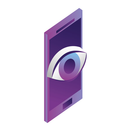 smartphone device with eye isometric icon vector illustration designのイラスト素材