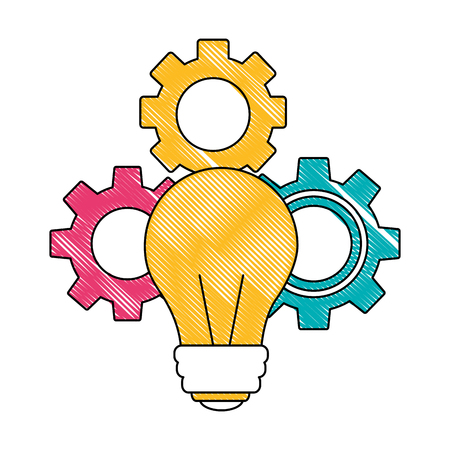 light bulb with gears isolated icon vector illustration designのイラスト素材