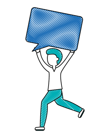 young man with speech bubble isolated icon vector illustration designのイラスト素材