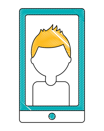 smartphone device with head man isolated icon vector illustration designのイラスト素材