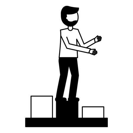 young man with statistical graphics avatar character vector illustration designのイラスト素材
