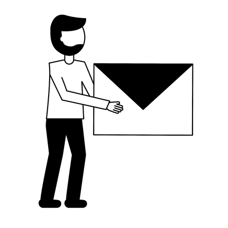 young man with envelope avatar character vector illustration designのイラスト素材
