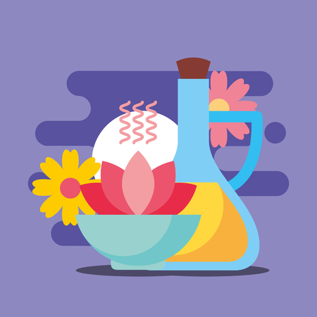 lotus flower aroma oil massage spa wellness vector illustrationのイラスト素材