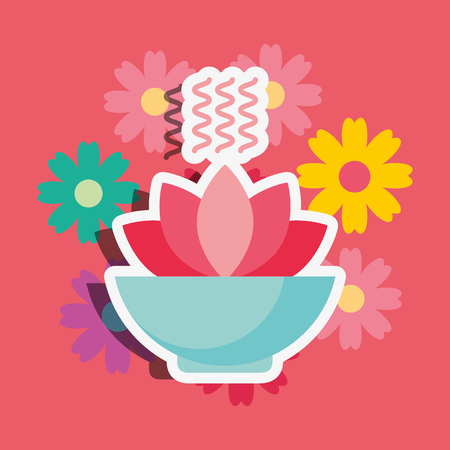 bowl flower aromatherapy floral spa wellness vector illustrationのイラスト素材