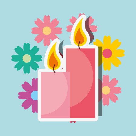 candles burning aroma floral spa wellness vector illustrationのイラスト素材